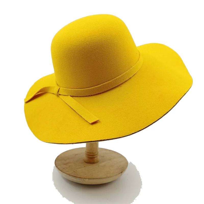 Women Hat  Autumn Winter Vintage Floppy Hat Women Elegant Felt Fedora Hat Wide Brim Sun Cap British Style Fedoras Felt Floppy