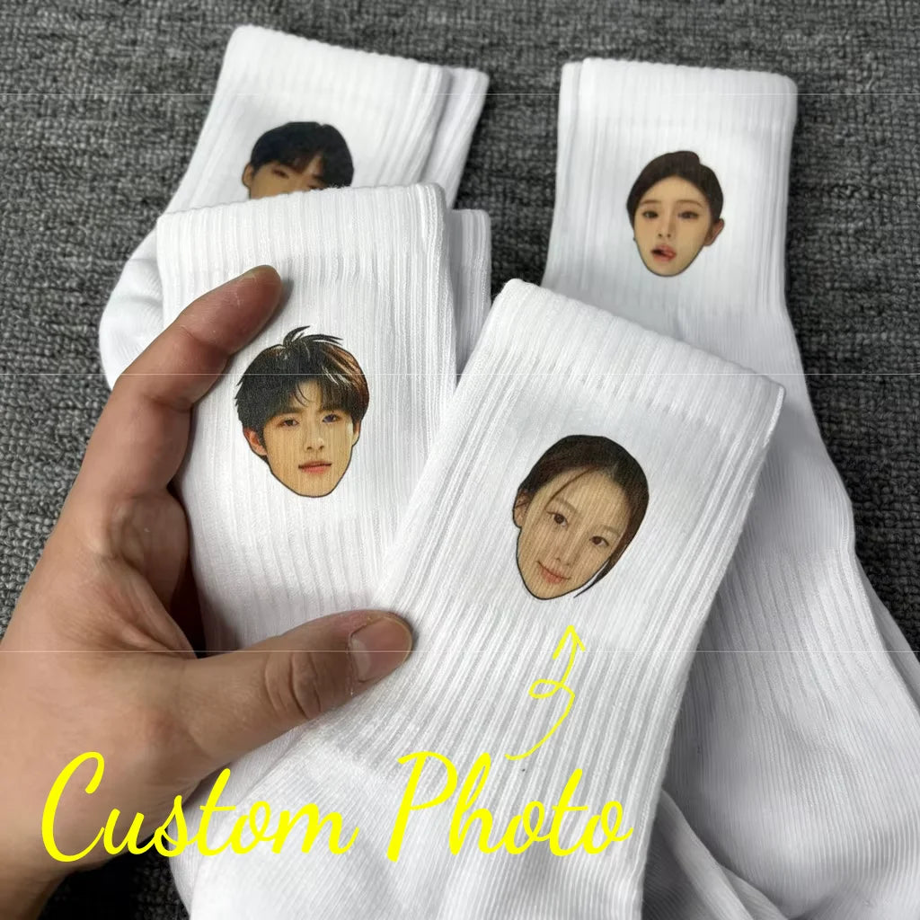 Custom Photo Socks for Men & Women, Warm Personalized Funny Face Picture Printed Socks, Custom Design Sports & Football Socks