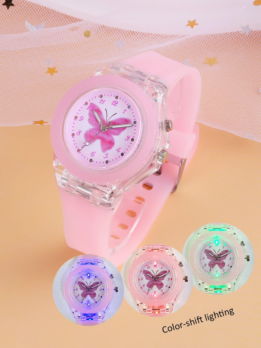 Children's Butterfly Watch And Jewelry Set Birthday Gift Unisex Cute Butterfly Theme Accessory Kit for Kids (No Box Included)