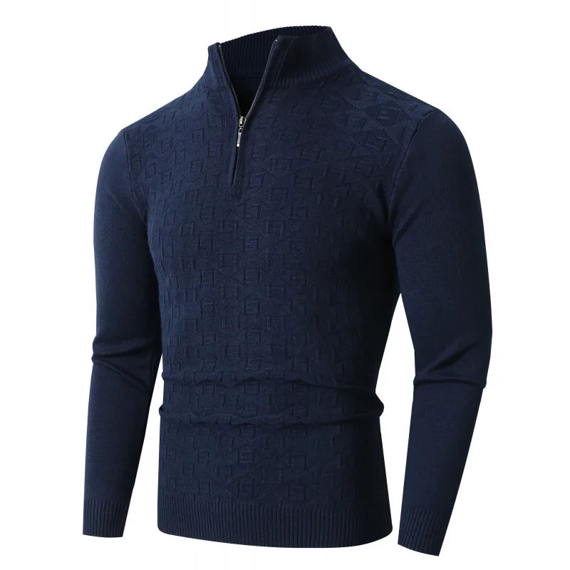 plus Size Men's Cable Knitted Jumper Funnel Neck Warm Pullover Half Zip Sweater Casual Streetwear for Winter And Autumn