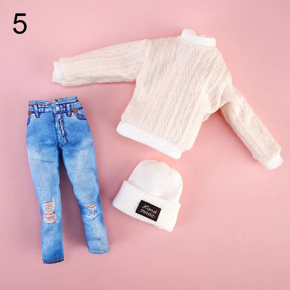 1 Set Fashion Kids Gift Toy Doll Accessories Winter Wear Sweaters Casual Wear Hats Dolls Pants Girl Clothes
