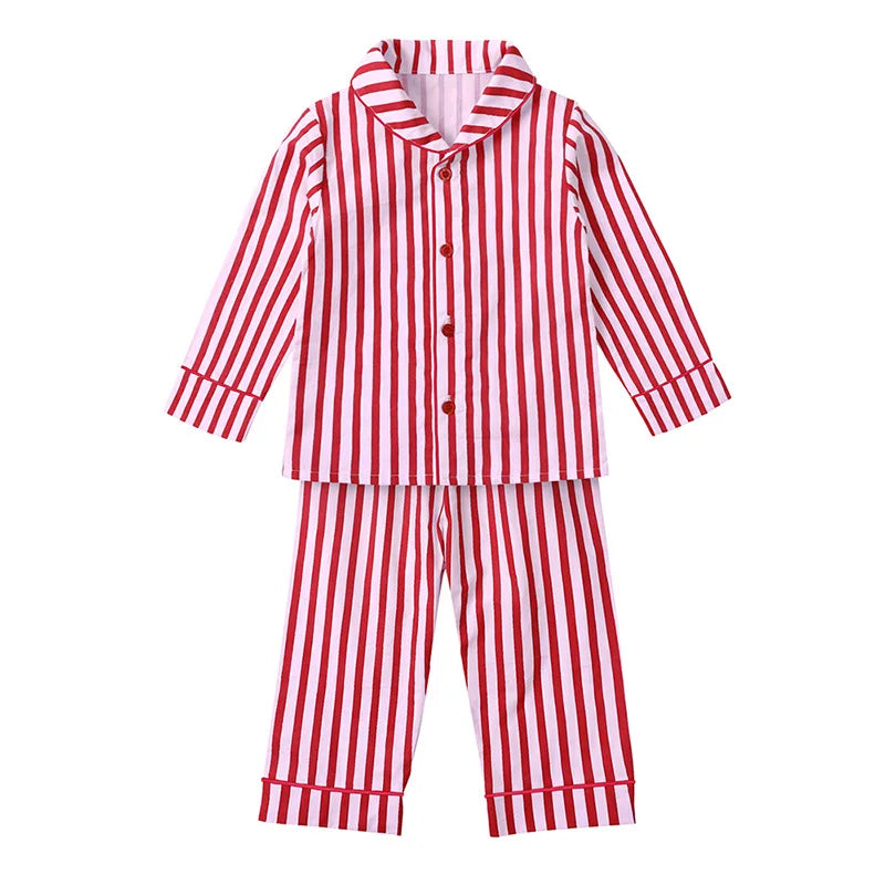 Children Striped Christmas Pajamas Clothes Set Toddler Boy Girl Tops + Pants 2pcs Pants Suit Kids Homewear Cotton Outfits