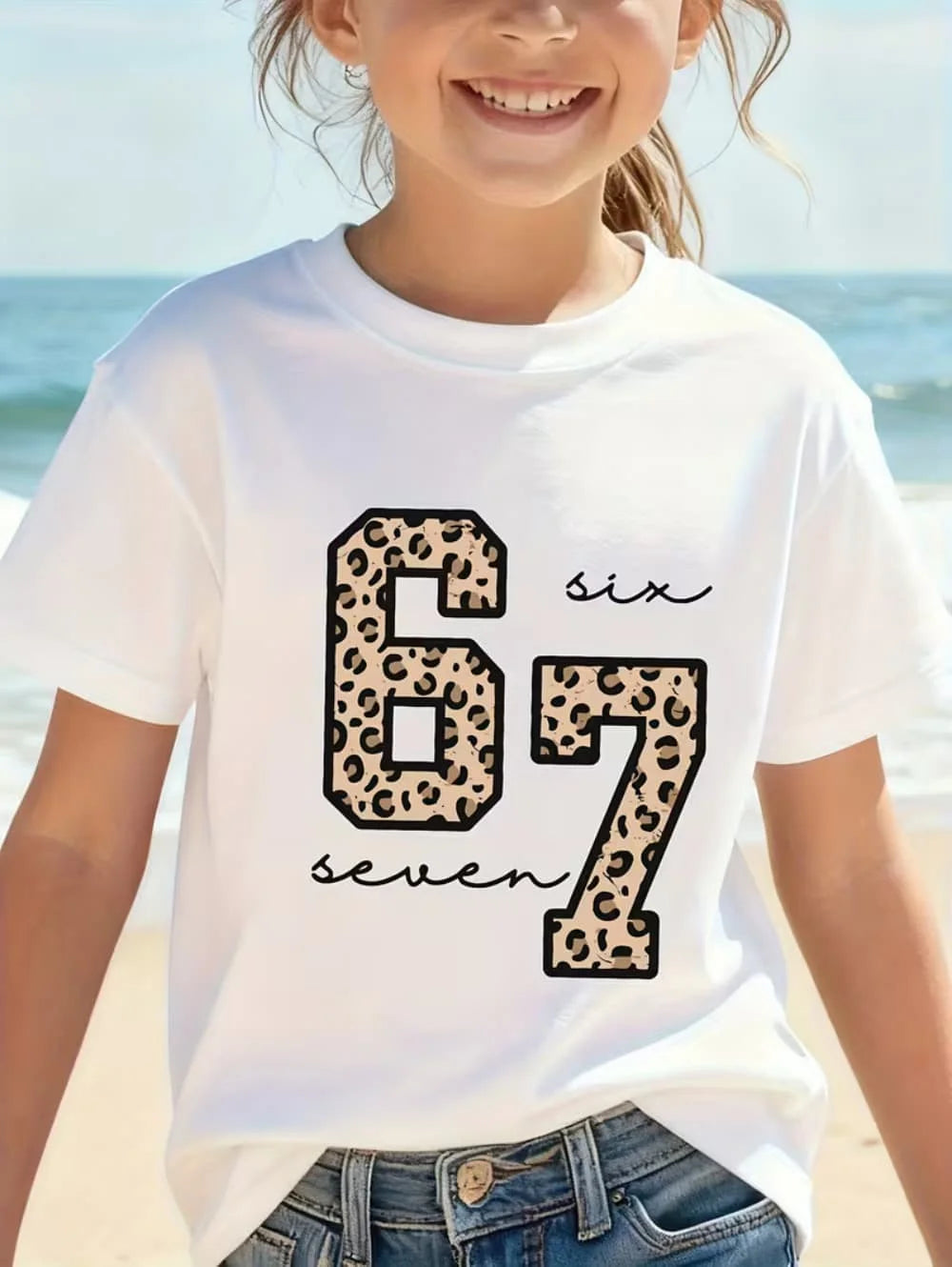 Fun Six Seven 6 7 Meme Design T-Shirt for Kids Chaotic Humor Y2k Game Saying Tees Casual O-Neck Top Fashion Children's Clothing