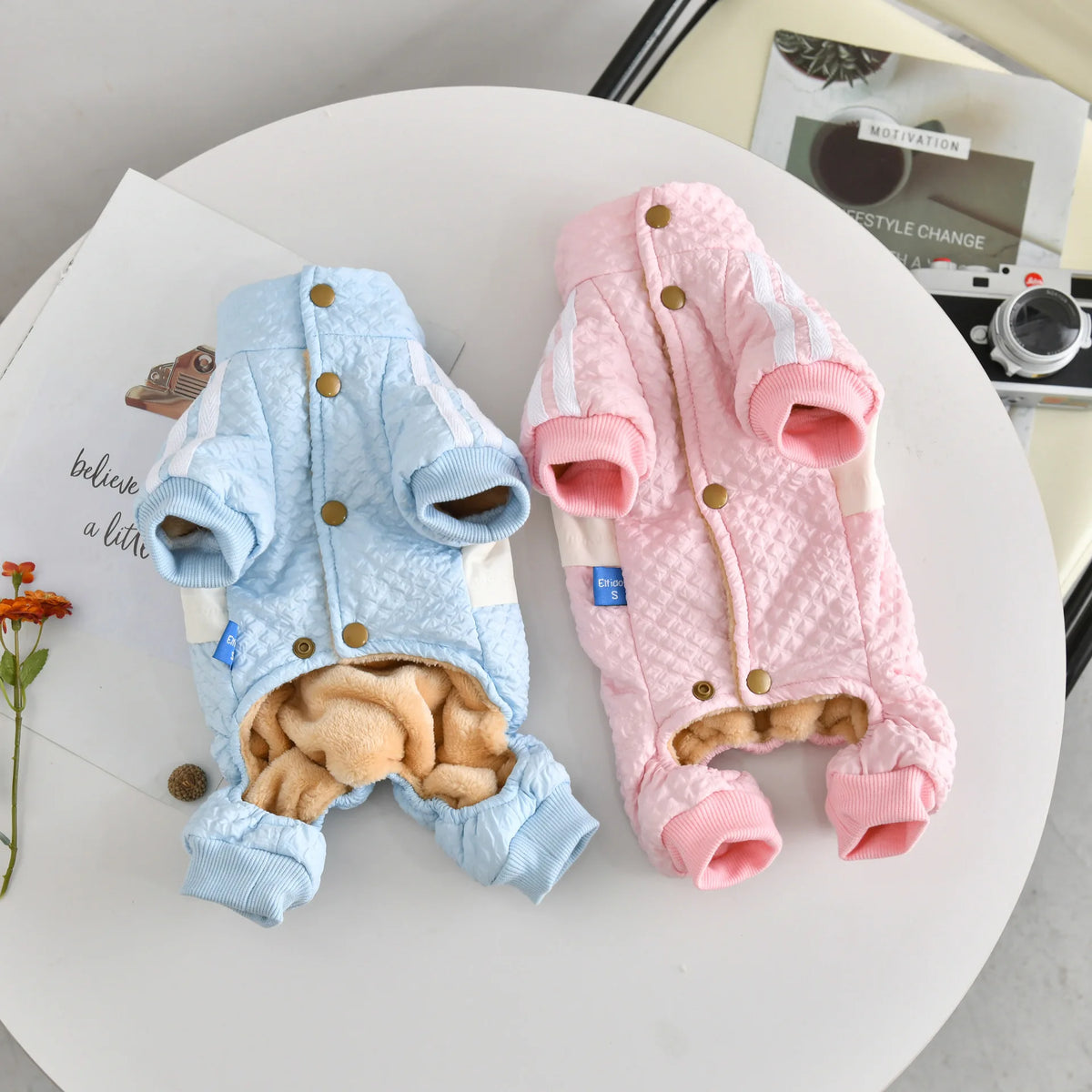 Windproof Pet Lover Boy Girl Clothing For Small Dog Pink Blue Puppy Overall 4 Leg Jumpsuit Female Chest Warm Clothes Cat Apparel