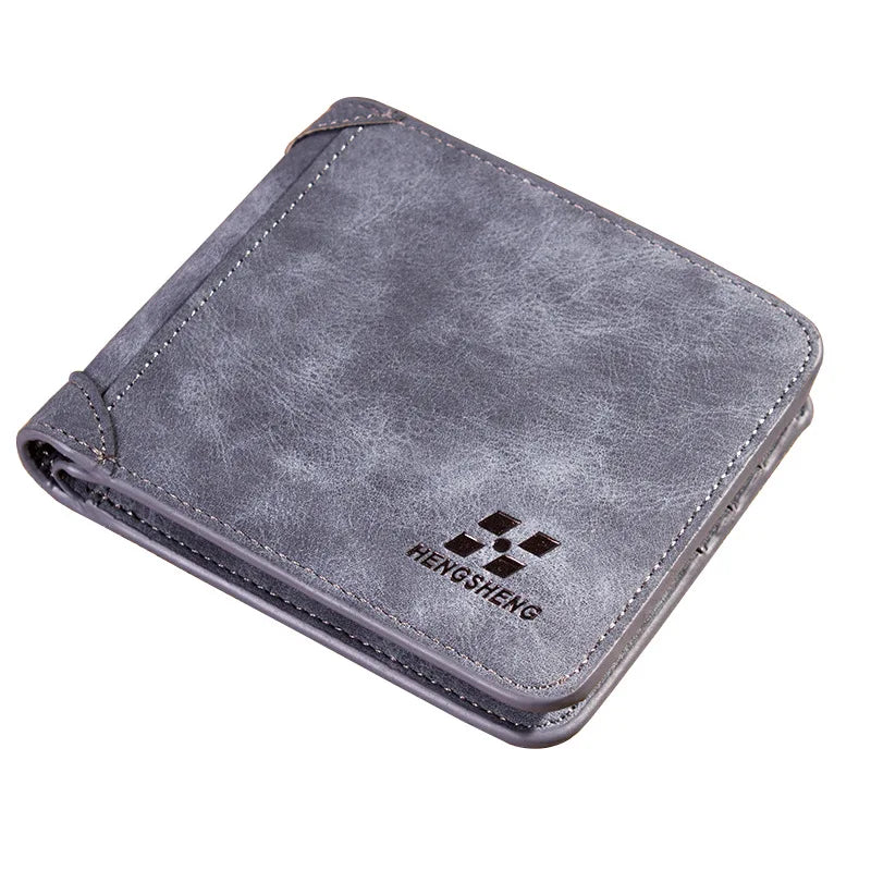 New Men Wallets Credit Card/ID Holder Vintage Brand Male Wallet High Quality PU Leather Photo Holder Foldable Short Men Purse