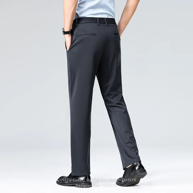 Brand Clothing Summer Thin Men's Stretch Suit Pants Business Slim Straight Work Office Black Formal Trousers Men Plus Size 40