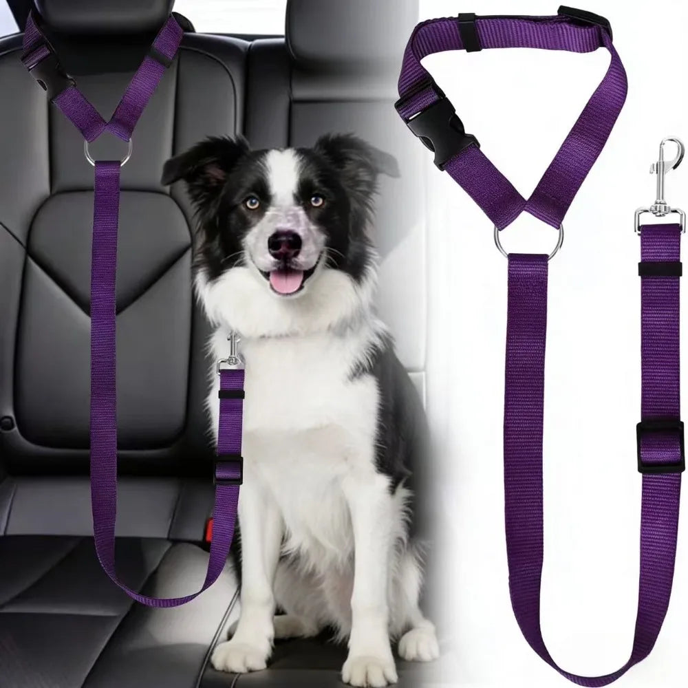 Pet Car Seat Belt, Nylon Leash, Rear Seat Belt, Adjustable Dog Safety Harness Collar, Pet Accessories