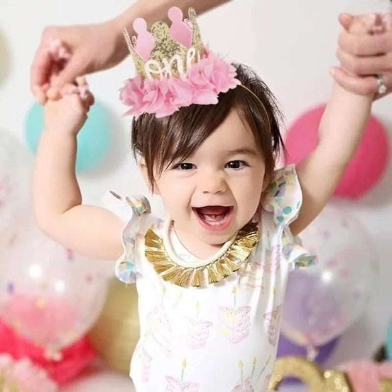Birthday Party Decor Hat Kids 1/2 Year Happy Birthday Boy Girl First Birthday Party Baby Shower Decor Pink Kids Crown Hat