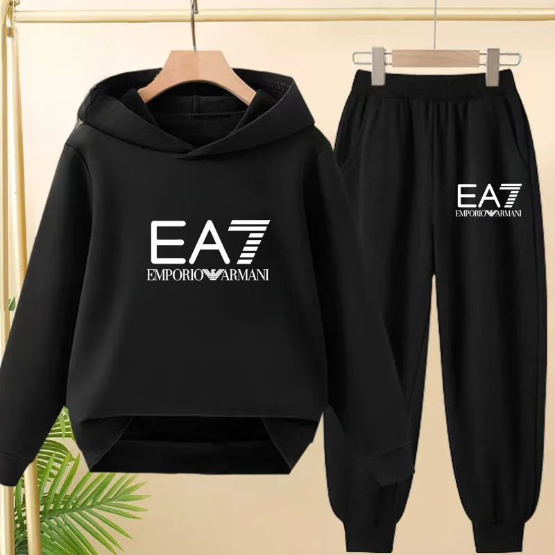 Kids Autumn Winter Hoodie  Letter Print Clothing Casual Top+Trousers 2PBoy Girl 3-12Yrs Child Gift Brand Sports Coat Jogging Set