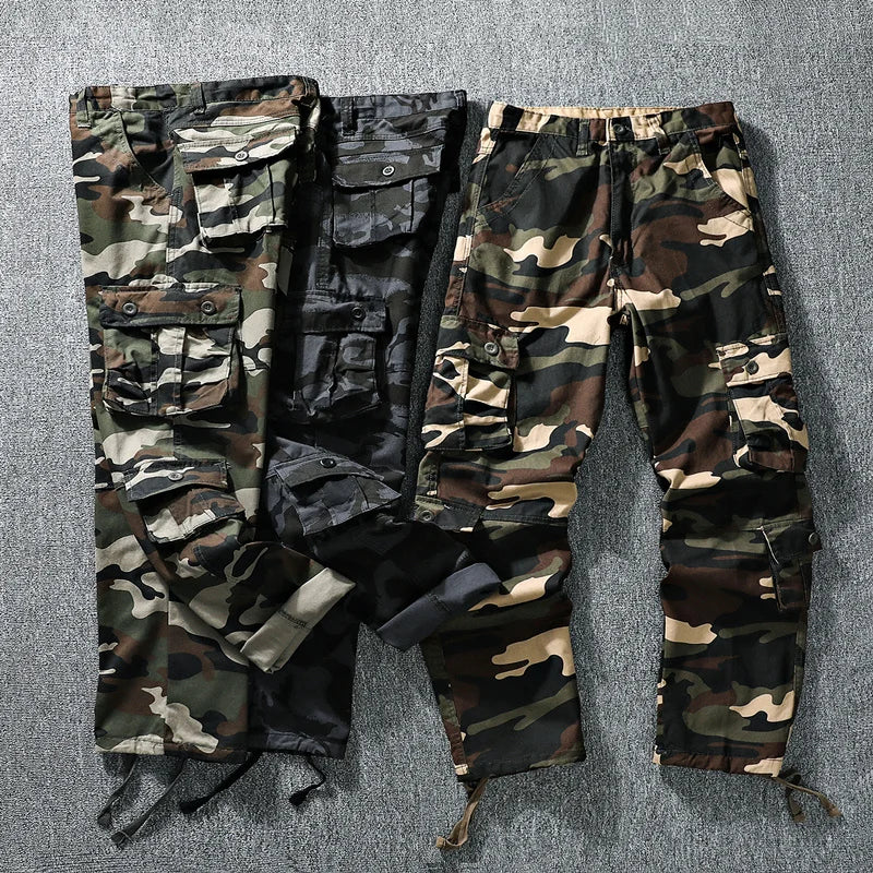 Men Tactical Pants Cargo Trousers Fashion Casual Sports Outfits Camo Pants Loose Straight Pants