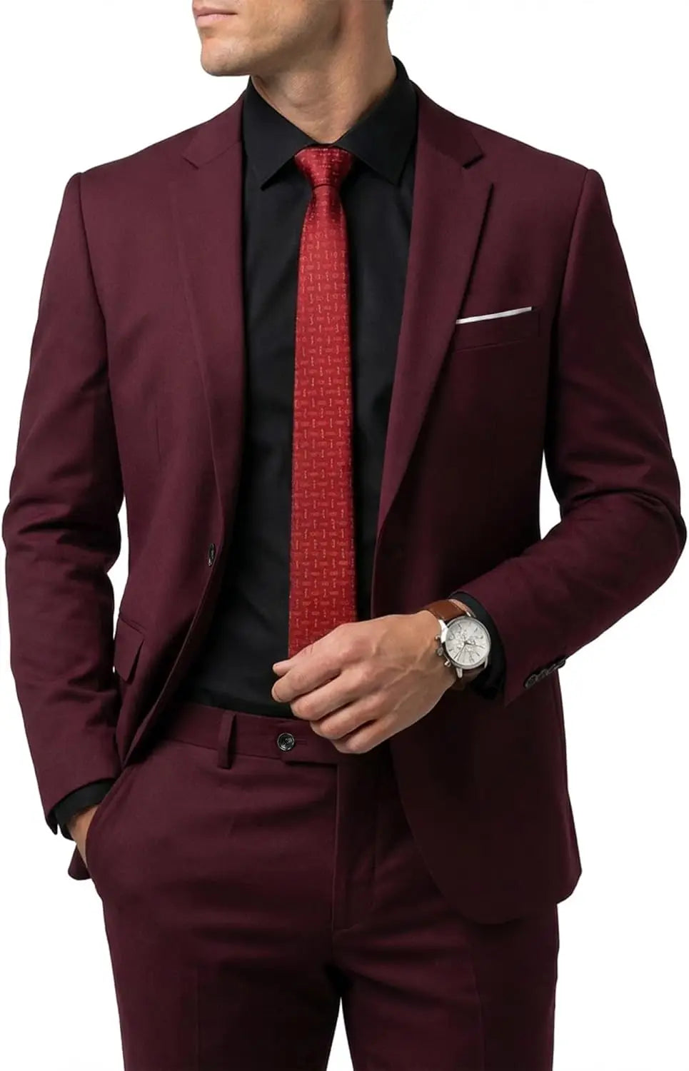 Men's 2 Piece Suit  One Button Slim Fit Solid Jacket  Pants Set Suits for Men Party Wedding Prom  Business