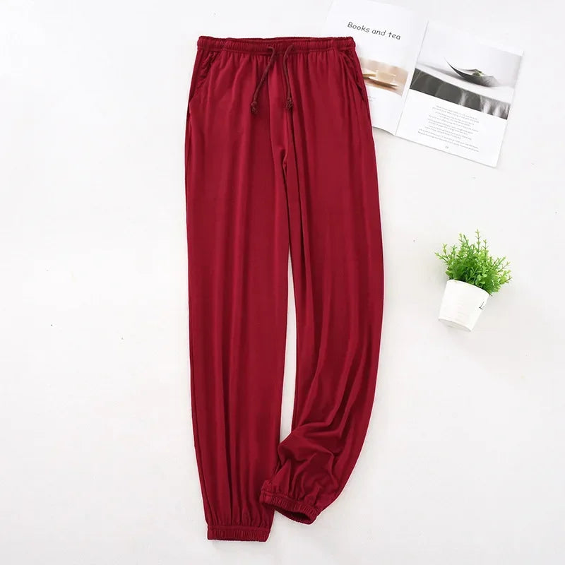 Japanese New Spring And Autumn Men's Pajamas Men's Modal Home Pants Tapered Pants Elastic Loose Large Size Trousers Pajama Pants