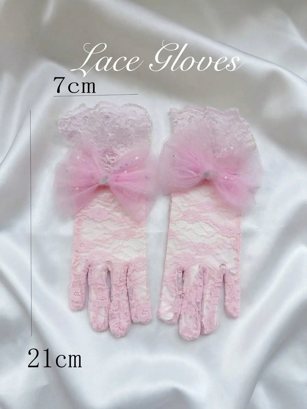 1Pair 4-10Y Girls  Decor Lace Gloves Soft Stretch Gloves Wedding Flower Girl Dance Birthday Photo Props