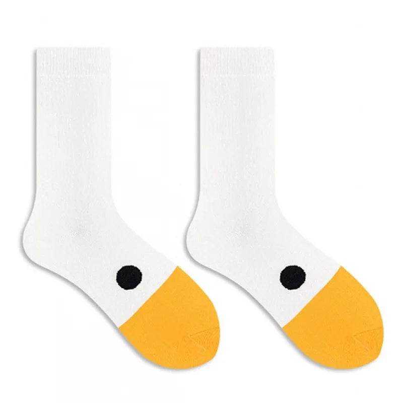 1 Pair Sock Women Mid Tube Socks Instagram Popular Trendy Creative Cute Duck Cartoon Cotton College Style High Tide Socks