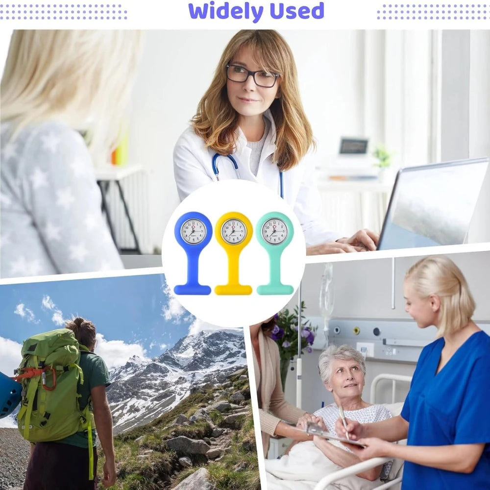 Nurse Watch for Women Men, Silicone Lapel Pin Pocket Fob Doctor Pocket Lapel Clip On Watch for Week Doctor Nurse Birthday Gifts