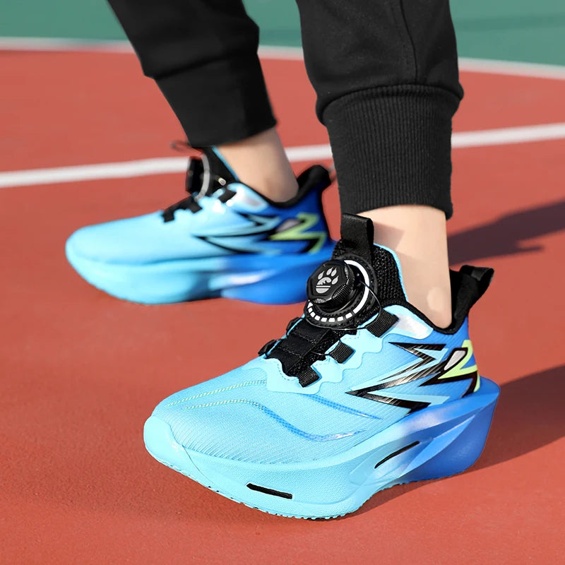 Children‘s Basketball Shoes Non-slip Breathable Sports Training Shoes Outdoor Lace-up Boys Girls Knit Jogging Shoes Gym Sneakers