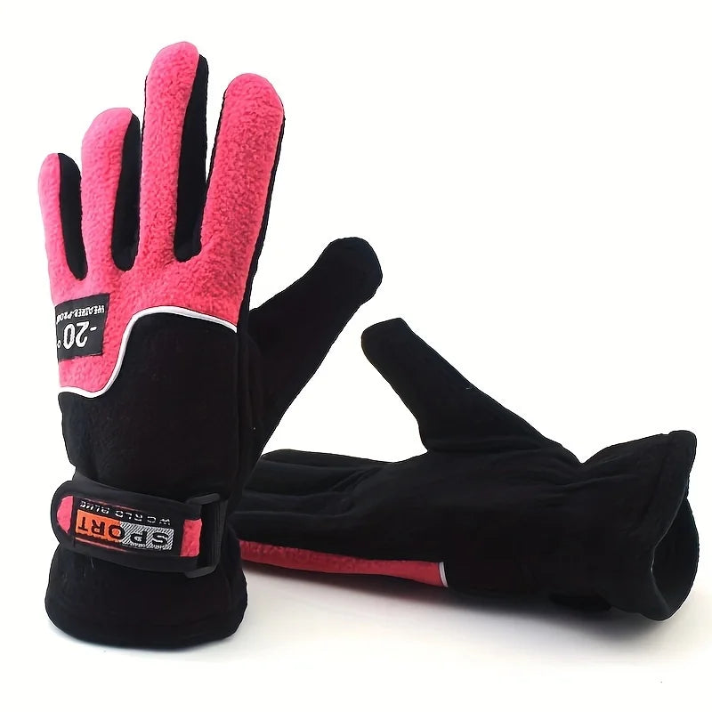 Winter Women Men Fleece Full Finger Gloves Warm Gloves Ski Gloves Outdoor Sport Motorcycle Cycling Snow Gloves Unisex