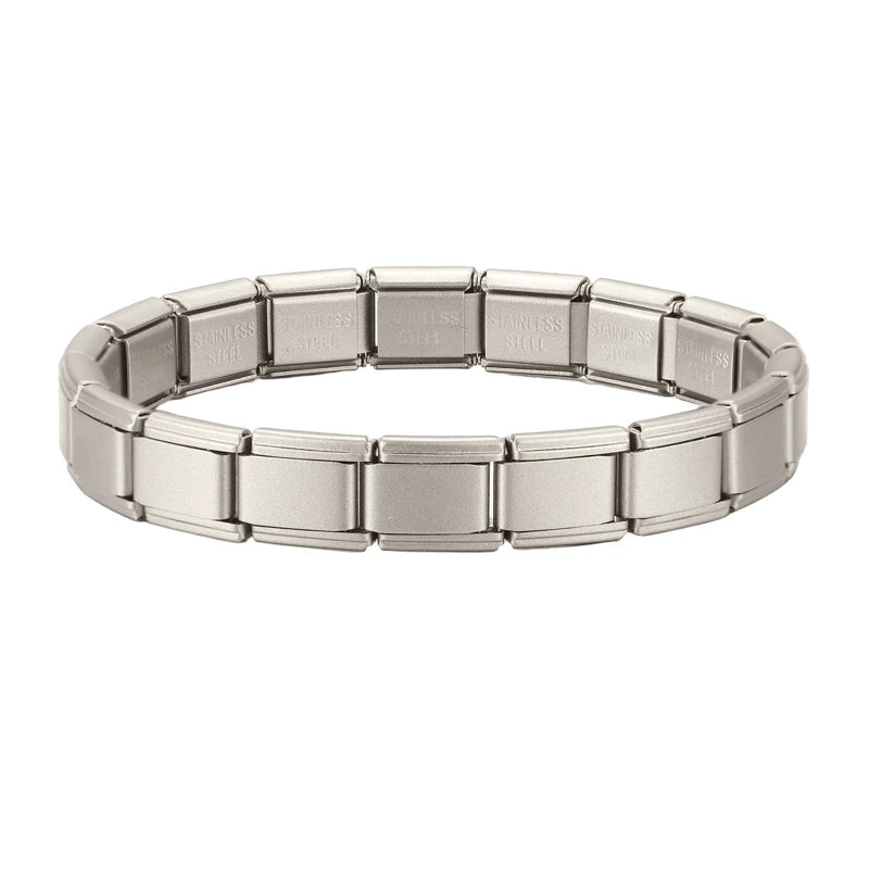 Men's Women's Jewelry DIY 9MM Width Italian Elastic Charm Bracelets Gold Silver Solid Color Stainless Steel Fashion Bangle Basic