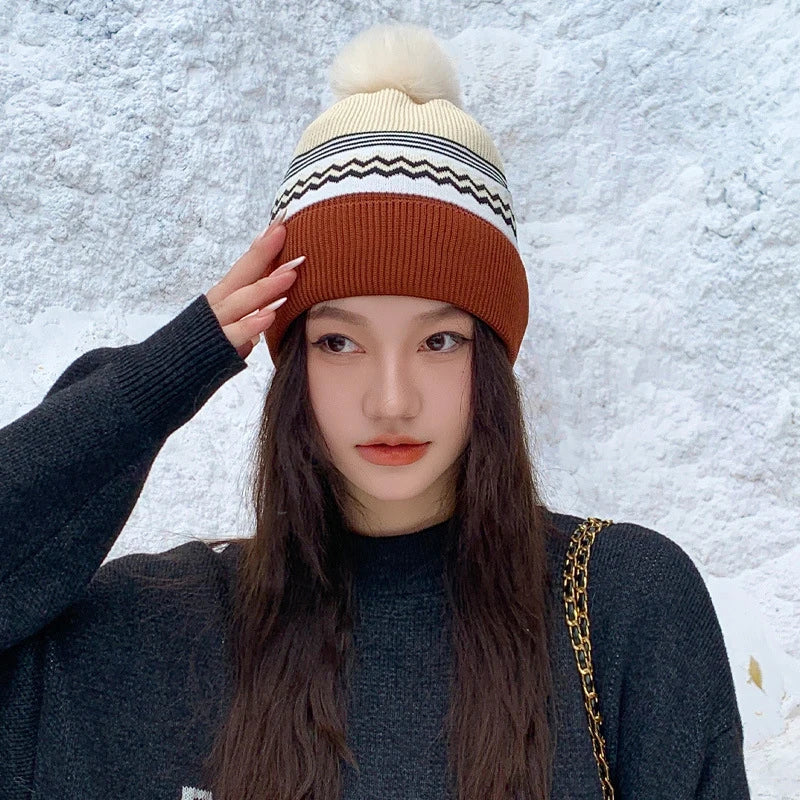 Autumn/winter Women's Knitted Wool Hat With A Large Head Circumference A Relaxed Style Warm And Cold-proof