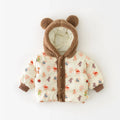 Winter Children Coat 0-3Y Boys Girls Cute Bear Printed Jacket Warm Fleece lined Kids Outerwear