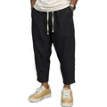 Men's Trousers Cotton Baggy Pants Casual Linen Pants Solid Color Breathable Loose Shorts Straight Drawstring Pants Gym Men Work