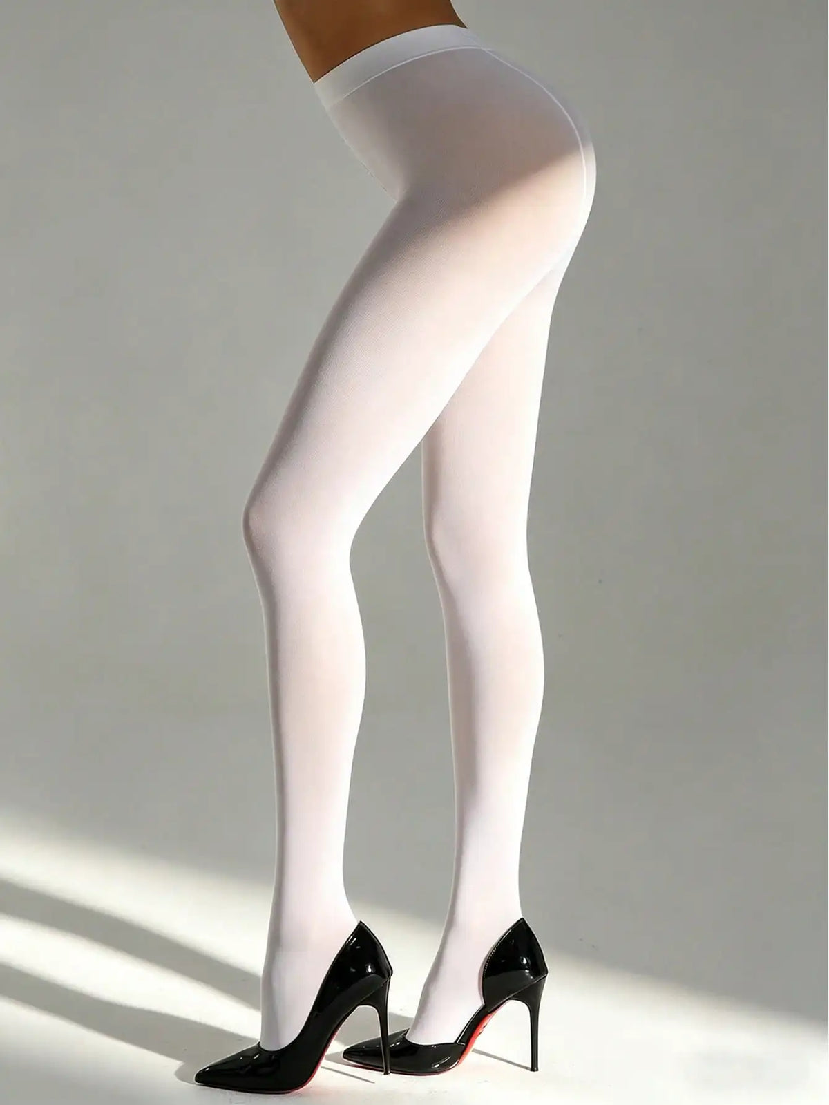 1 Pair Women White Tights S-XL High Waist Slimming Stretchy Pantyhose