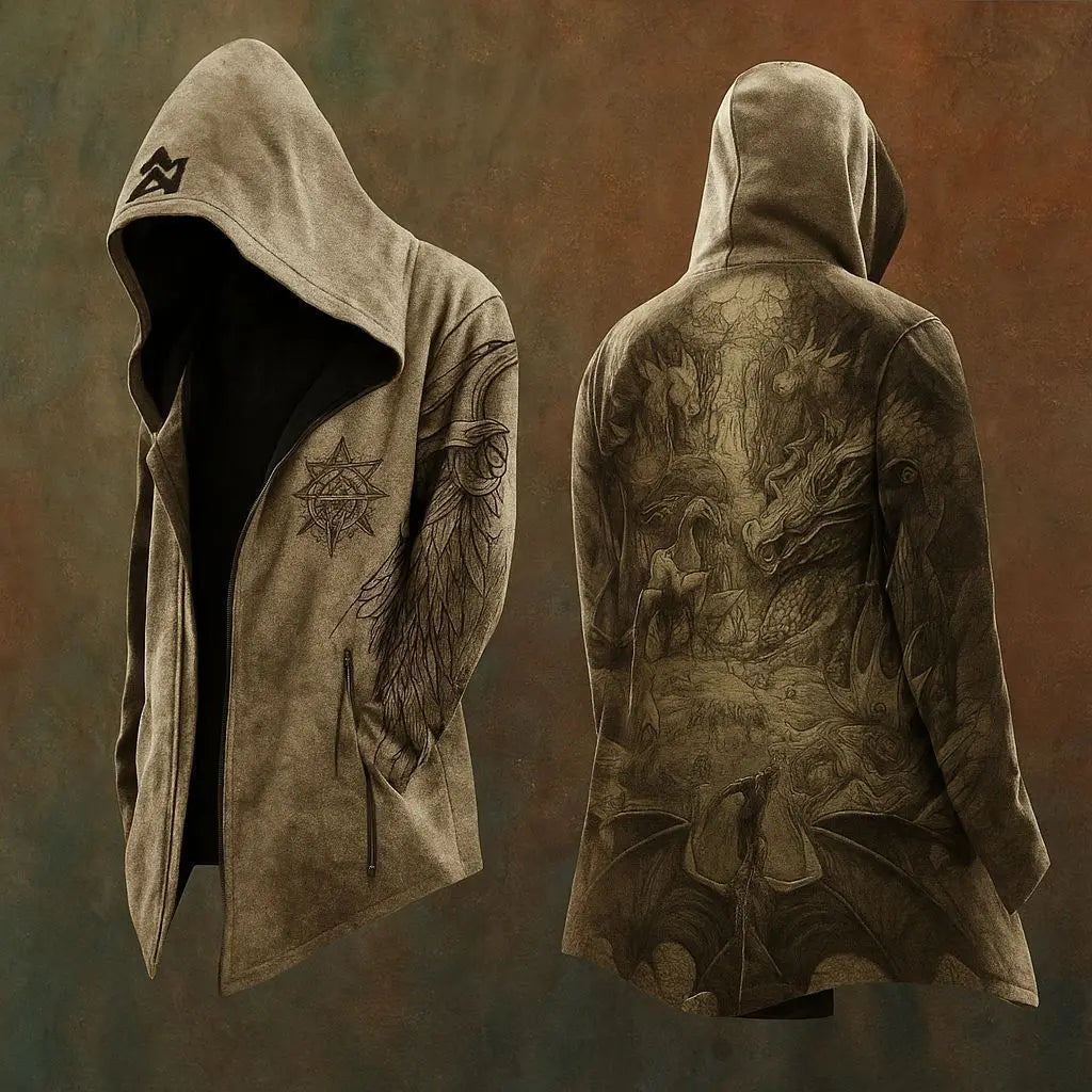 New style hoodie2025Cross-border European and American Style Men's Hoodie Cardigan Tough Guy No Zipper Printed Halloween Hooded