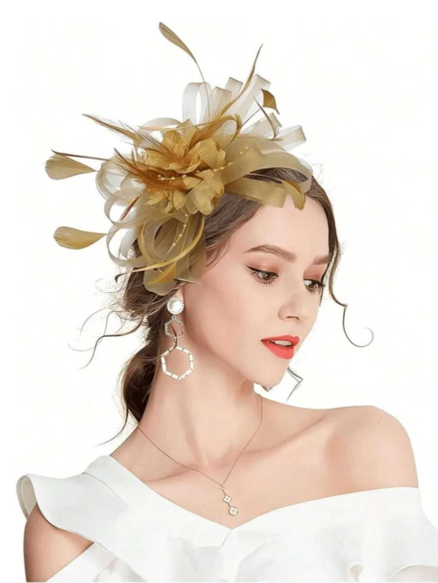 Fascinators Hats For Women Tea Party Hats 1950s Kentucky Derby Hats Feather Hair Clip For Bride Wedding Party