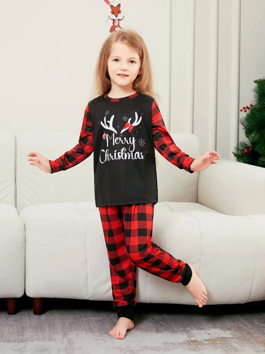 2024 New Merry Christmas Family Pajamas Set Adults Kids Matching Clothes Plaid Print Cute Soft 2 Pieces Suit Sleepwear Xmas Look