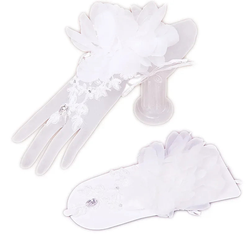 Women Red Lace   Bridal Wrist Floral Gloves Elegant Opera Evening Party Wedding Tea Party Prom Cosplay Gloves