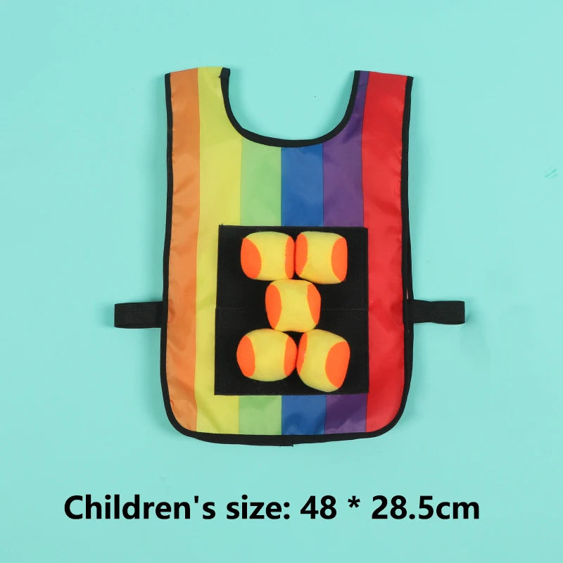 Kids Outdoor Sport Game Props Vest Sticky Jersey Vest Game Vest Waistcoat With Sticky Ball Toys For Children Sports Fun Toy