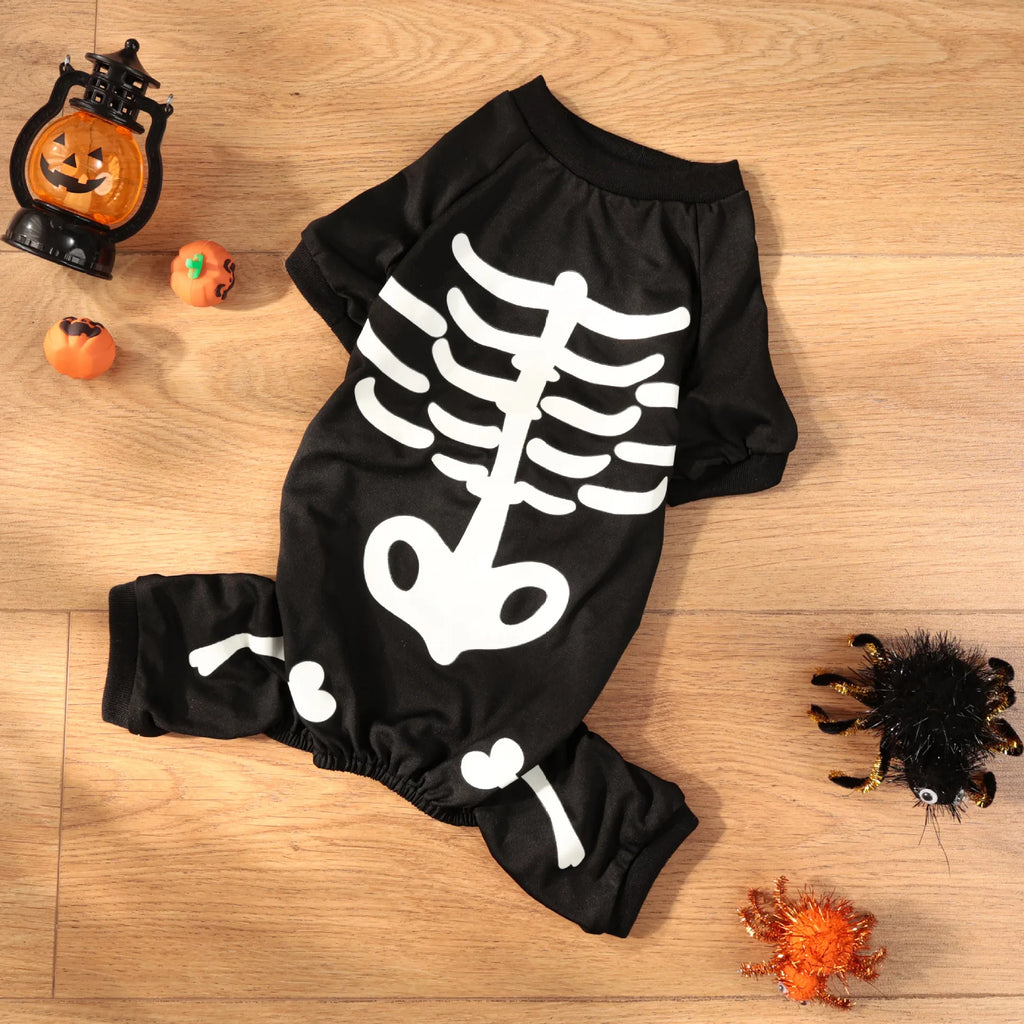 Pet Clothes,Halloween Ones Featuring Glow-in-the-dark Skull Bones with Four Legs,festive Pet Supplies Dog Clothing Sweatshirt
