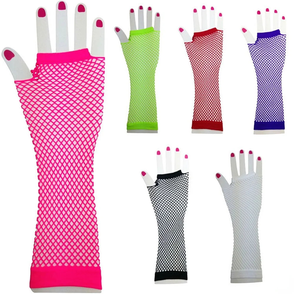 Women Gloves Hollow Out Holes Sexy Punk Goth Ladies Disco Dance Costume Fingerless Mesh Fishnet Gloves Motorcycle Protection