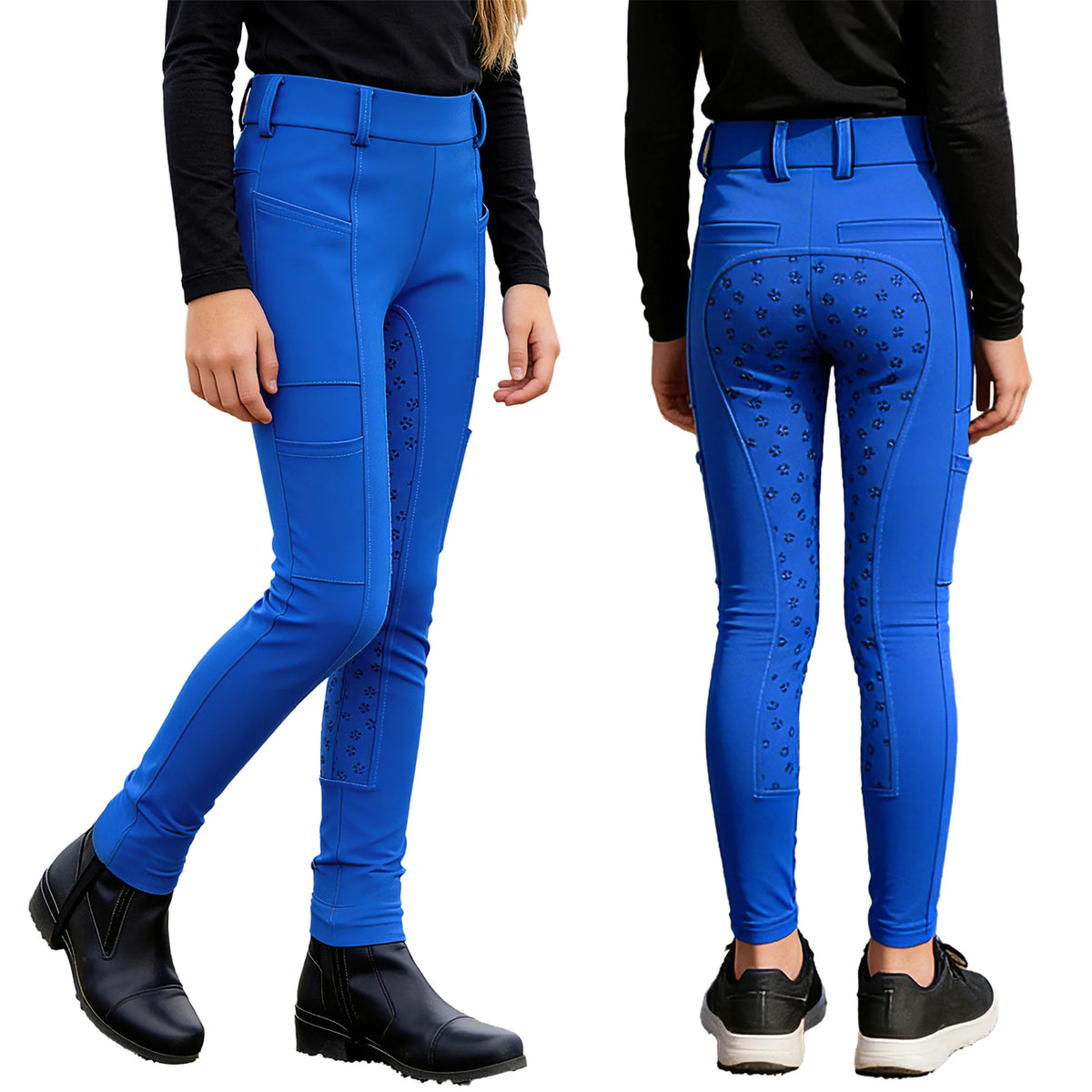 Unisex Kids Boys Girls Horse Riding Sports Clothes Anti-skid Full Seat Equestrian Pants Leggings Workout Bottoms Daily Wear