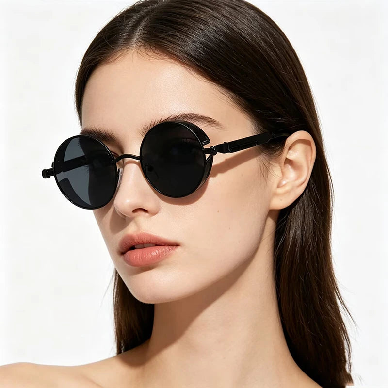 Steampunk Sunglasses For Men Women Round Frame Driving Outdoor Sports UV400 Sun Glasses Fashion Trend Retro Male Female Eyewear