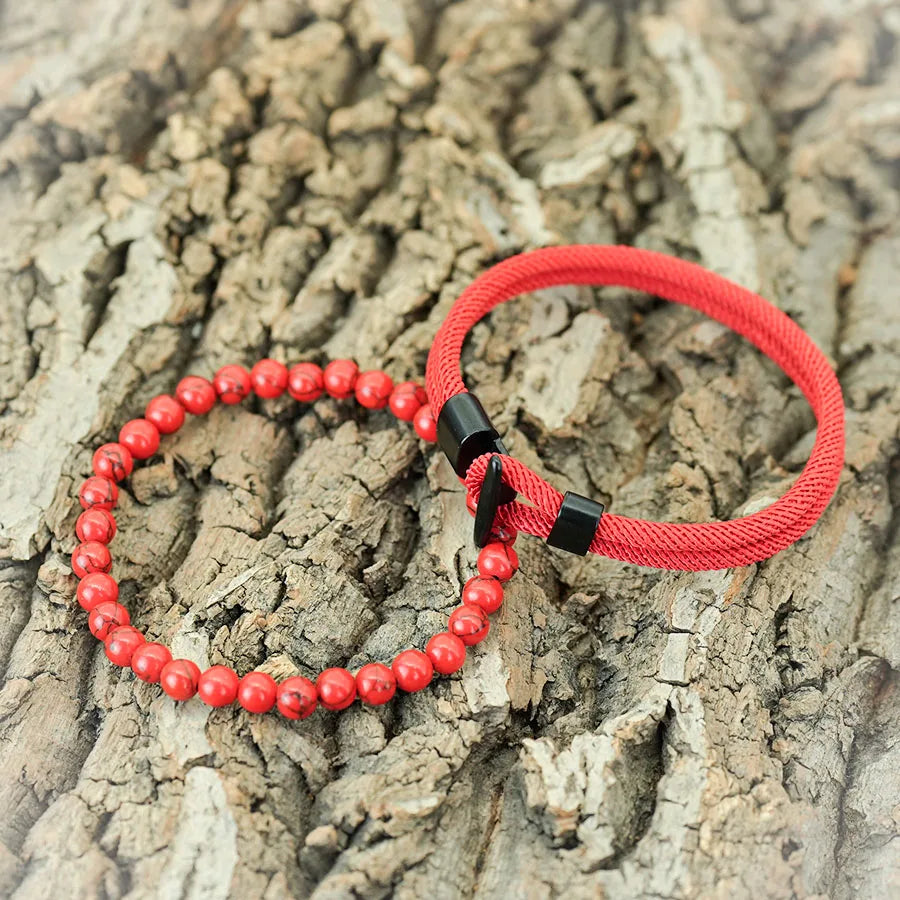 Classic 2Pcs Rope and Beaded Bracelet for Men Handmade Easy Hook Rope Natural Malachite Casual Nautical Jewelry Set Pulseria