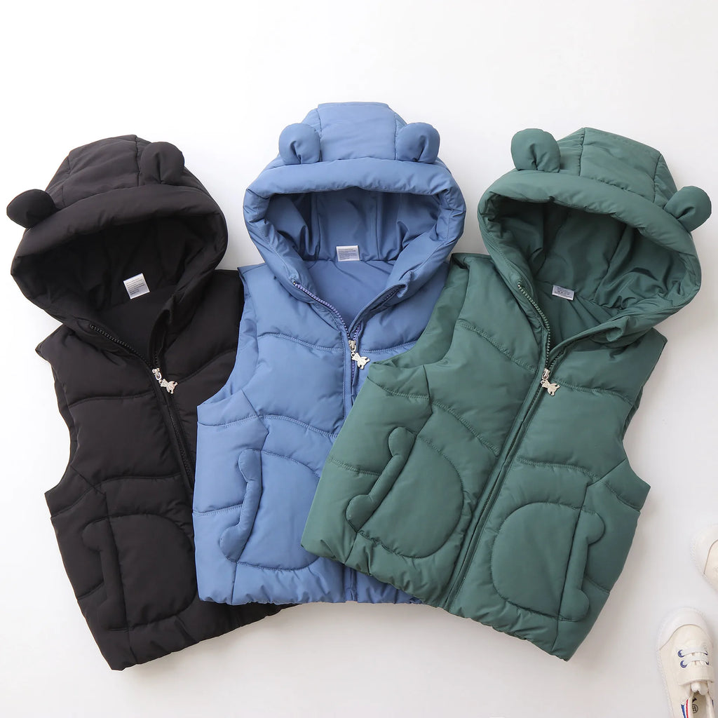 1-4Y Winter Kids Clothes Thicken Lining Boys Waistcoat Windybreaker Girls Paddded Jacket Chidren Outfit