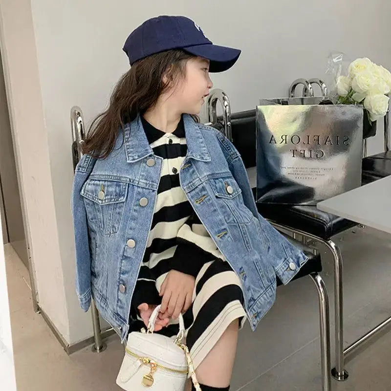 2025 New Fashion Kids Denim Jacket For Girls Coat Spring Autumn Children Outerwear Baby Casual Jackets Costume 4-12 Year