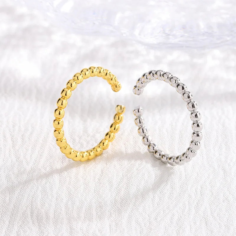 Women's Jewelry 925 Sterling Silver Round Bead Small Adjustable Rings For Women Couple Vintage Accessories Prevent Allergy