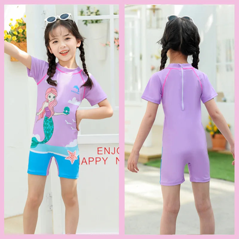 Children's swimsuits boys and girls' one-piece quick drying swimsuits small medium and large children's new girls' swimsuits