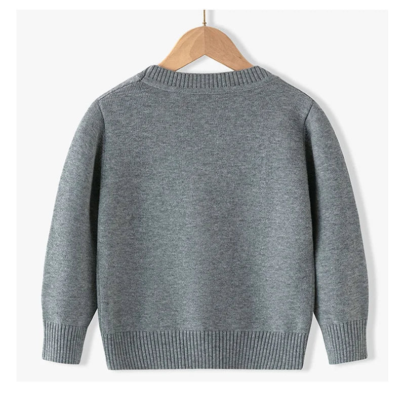 ZOETOPKID Winter Boys Knitted Sweaters Big Kids Clothes 2024 Autumn Children Cotton Pullover Teen Solid Knitwear Coats