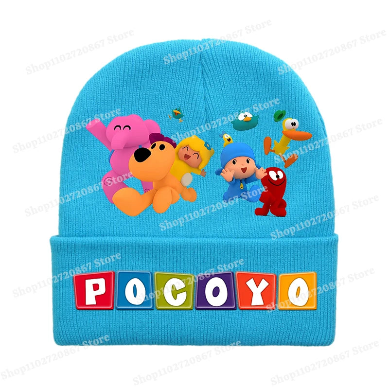 POCOYOS Children Knitted Hats Anime Character Print Knit Beanie Boys Girls Cartoon Winter Warm Caps Cute Thermal Hat Kids Gifts