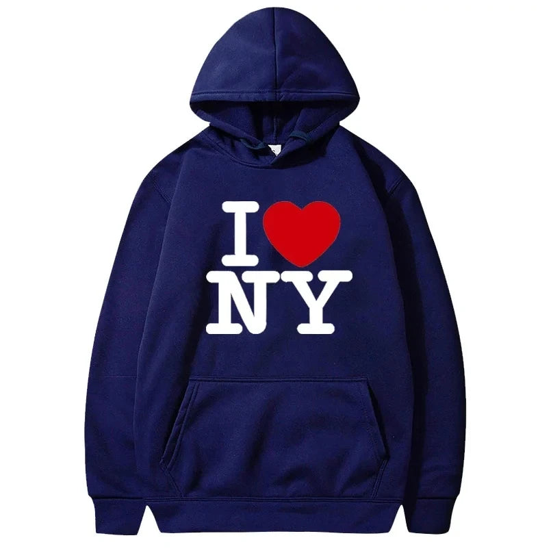 I Love New York Pritned Hoodies Men's and Women's Fashion Casual Hooded Pullover Street Hip Hop Clothing