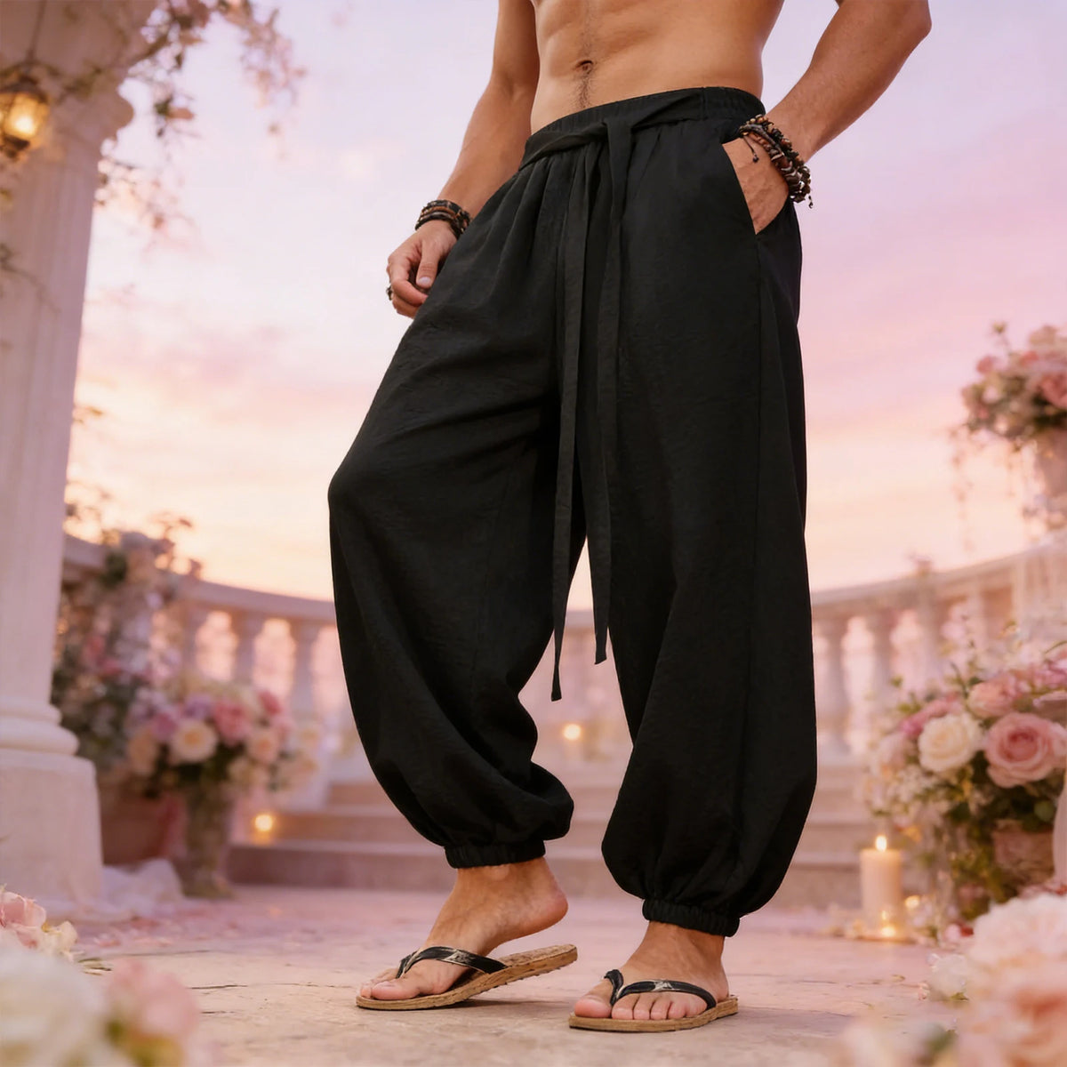 FGKKS Men Pants Fashion Brand New Casual Holiday Greece Aegean Style Romantic Spring Summer Pants Man Traveling Trousers