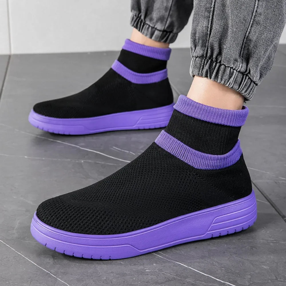 Sock Shoes for Men Spring 2026 New Couple Socks Breathable Mesh High Top Casual Shoes for Men One Foot Thick Soled Sneakers Men