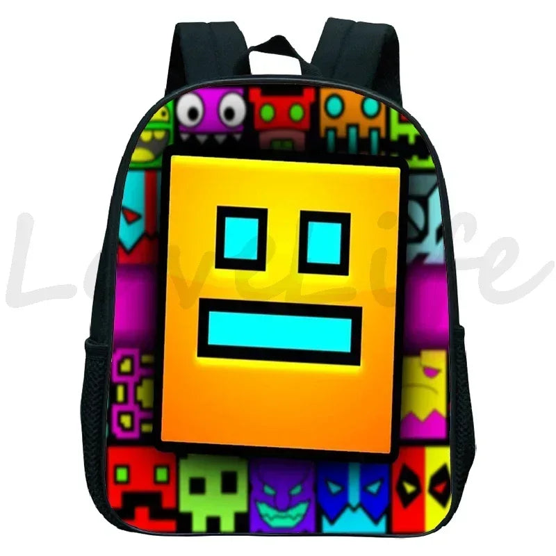 Children Backpack Anime Small Bookbag Kids Cartoon School Bags  Angry Geometry Dash Kindergarten Backpacks Boys Girls Rucksack