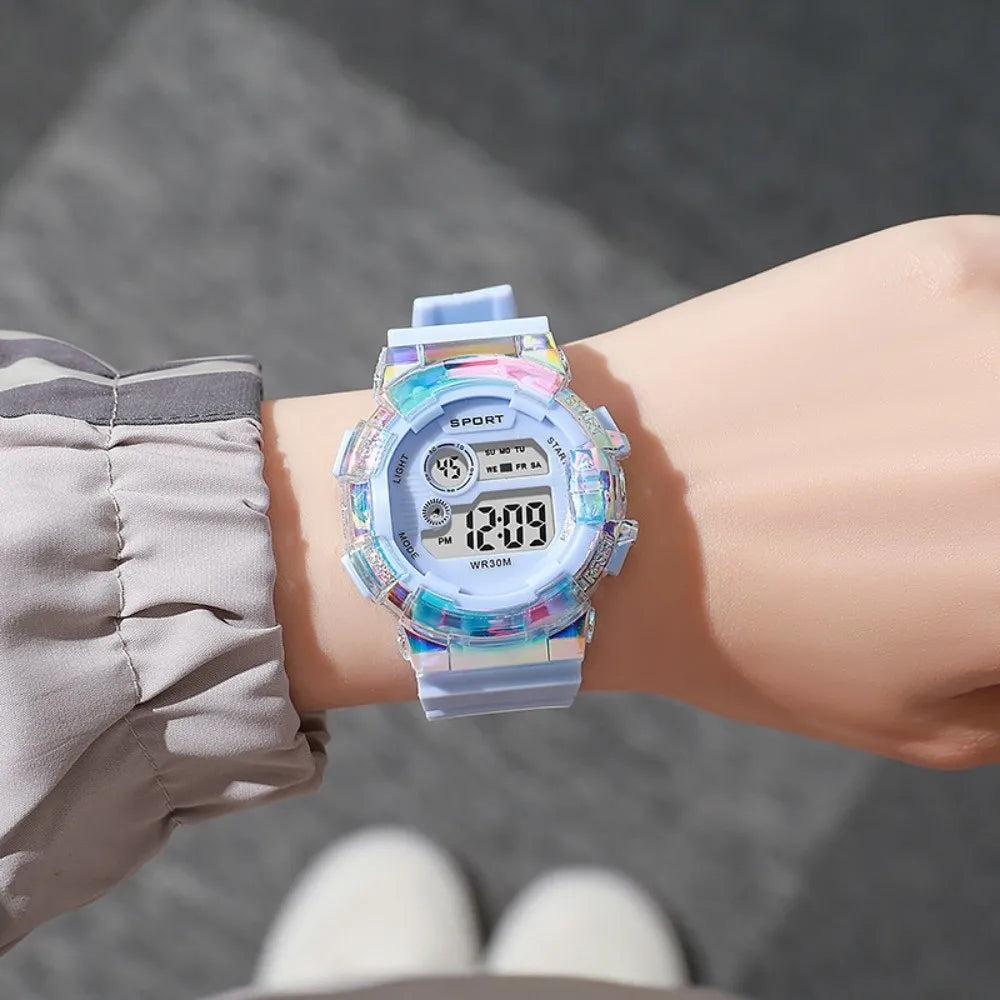 Waterproof Sports Kids Watches Night Light Alarm Clock Function Sports Clock Luminous Dial LED Digital Watch Boys Girls