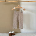 Kids Warm Pants Autumn Winter Girls Thicken Trousers Baby Comfortable Lace Hem Small Floral Print Children Casual Pants