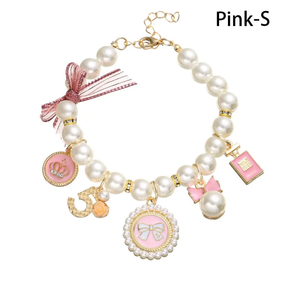 Pet Products Cat Jewelry Cute Collar Dog Cat Princess Bow Necklace Pet Pearl Collar Adjustable