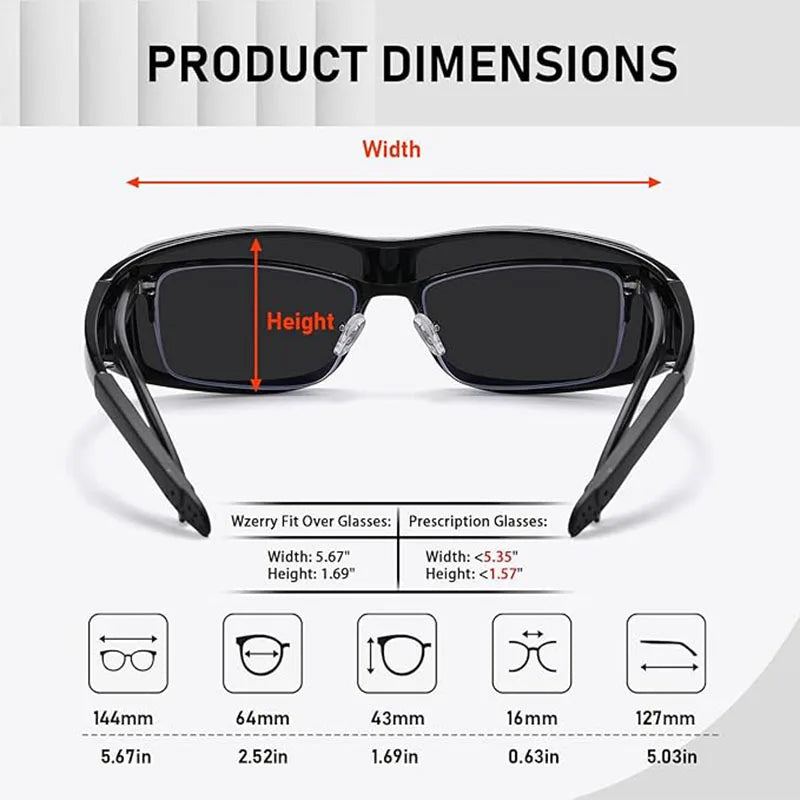Fit Over Glasses Sunglasses for Women & Men, Stylish Design Polarized Over-Glasses UV Protection
